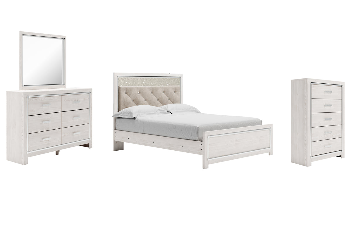 Hoover Furniture Outlet - Ashley Furniture - Altyra Queen Upholstered Panel Bed, Dresser, Mirror, and Chest - Queen Upholstered Panel Bed, Dresser, Mirror, and Chest - B2640B35