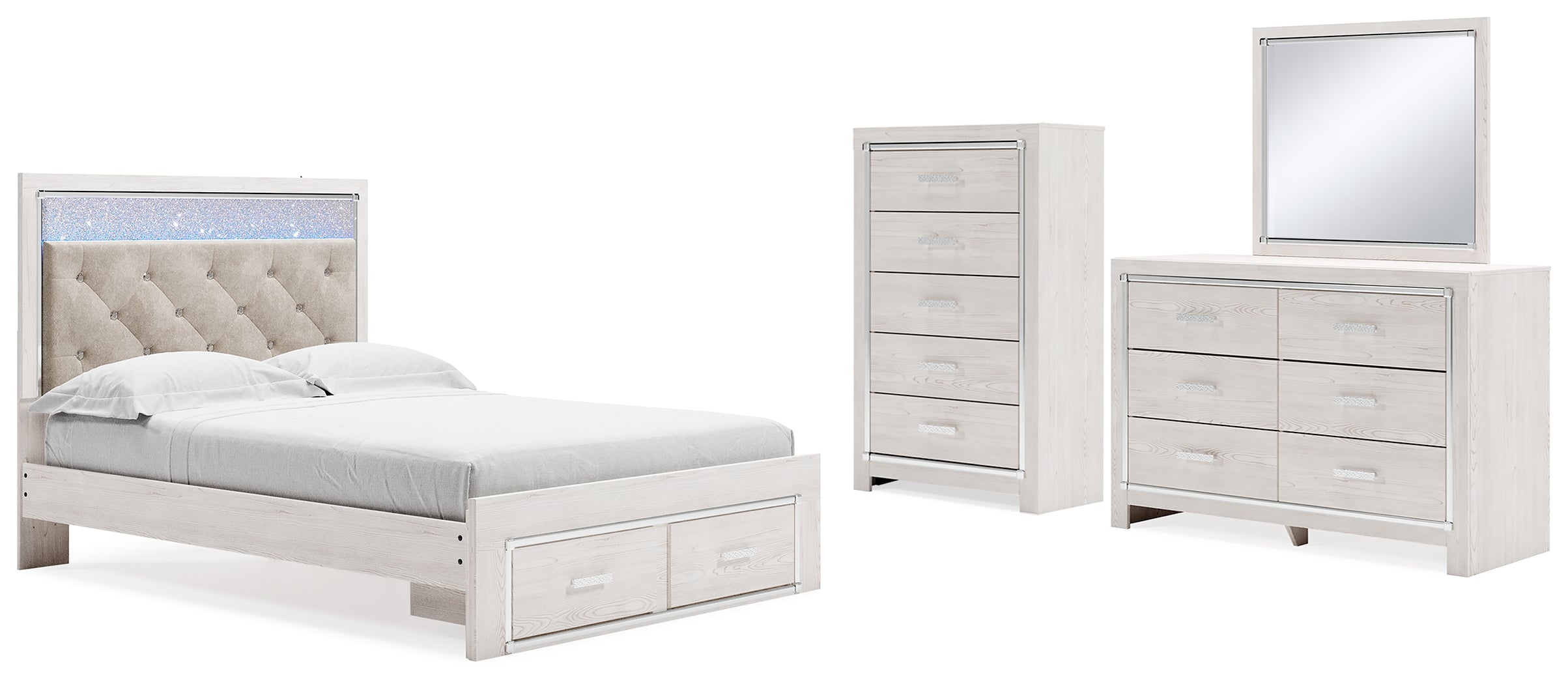Hoover Furniture Outlet - Ashley Furniture - Altyra Queen Panel Storage Bed, Dresser, Mirror and Chest - Queen Panel Storage Bed, Dresser, Mirror and Chest - B2640B52