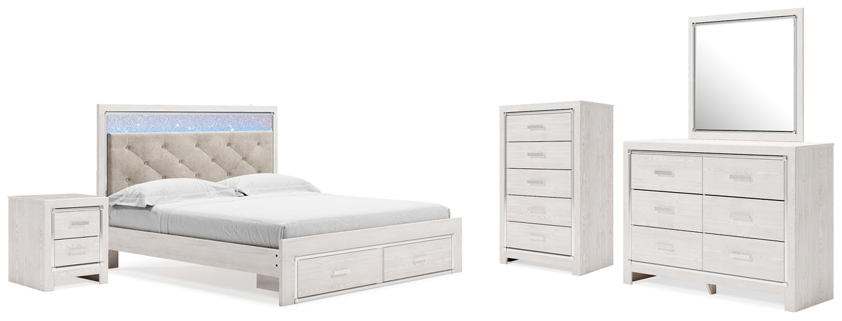 Hoover Furniture Outlet - Ashley Furniture - Altyra King Upholstered Storage Bed, Dresser, Mirror, Chest, and Nightstand - King Upholstered Storage Bed, Dresser, Mirror, Chest, and Nightstand - B2640B40