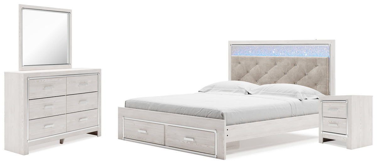 Hoover Furniture Outlet - Ashley Furniture - Altyra King Upholstered Panel Storage Bed, Dresser, Mirror and Nightstand - King Upholstered Panel Storage Bed, Dresser, Mirror and Nightstand - B2640B32