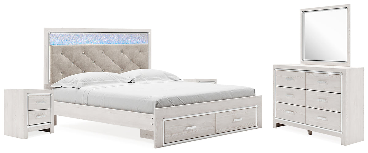 Hoover Furniture Outlet - Ashley Furniture - Altyra King Upholstered Storage Bed, Dresser, Mirror and 2 Nightstands - King Upholstered Storage Bed, Dresser, Mirror and 2 Nightstands - B2640B37