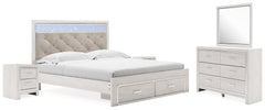 Hoover Furniture Outlet - Ashley Furniture - Altyra King Upholstered Storage Bed, Dresser, Mirror and 2 Nightstands - King Upholstered Storage Bed, Dresser, Mirror and 2 Nightstands - B2640B37