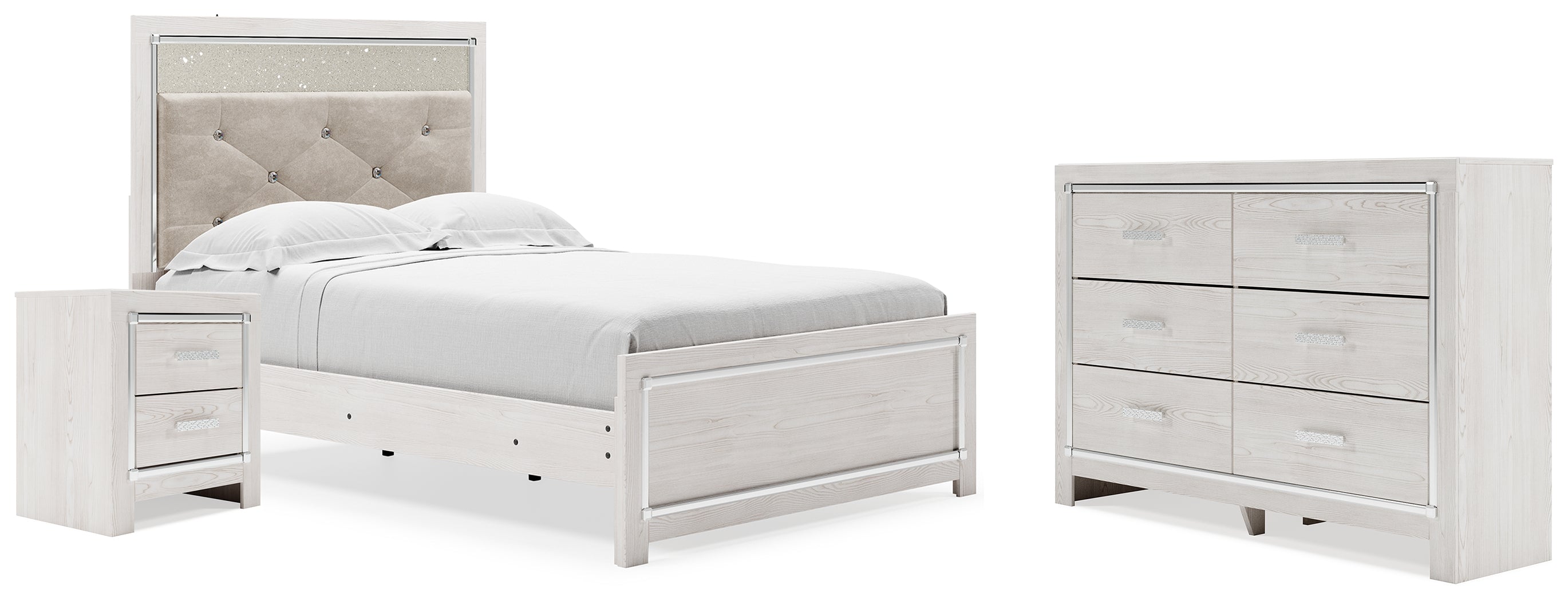 Hoover Furniture Outlet - Ashley Furniture - Altyra Full Upholstered Panel Bed, Dresser and Nightstand - Full Upholstered Panel Bed, Dresser and Nightstand - B2640B63