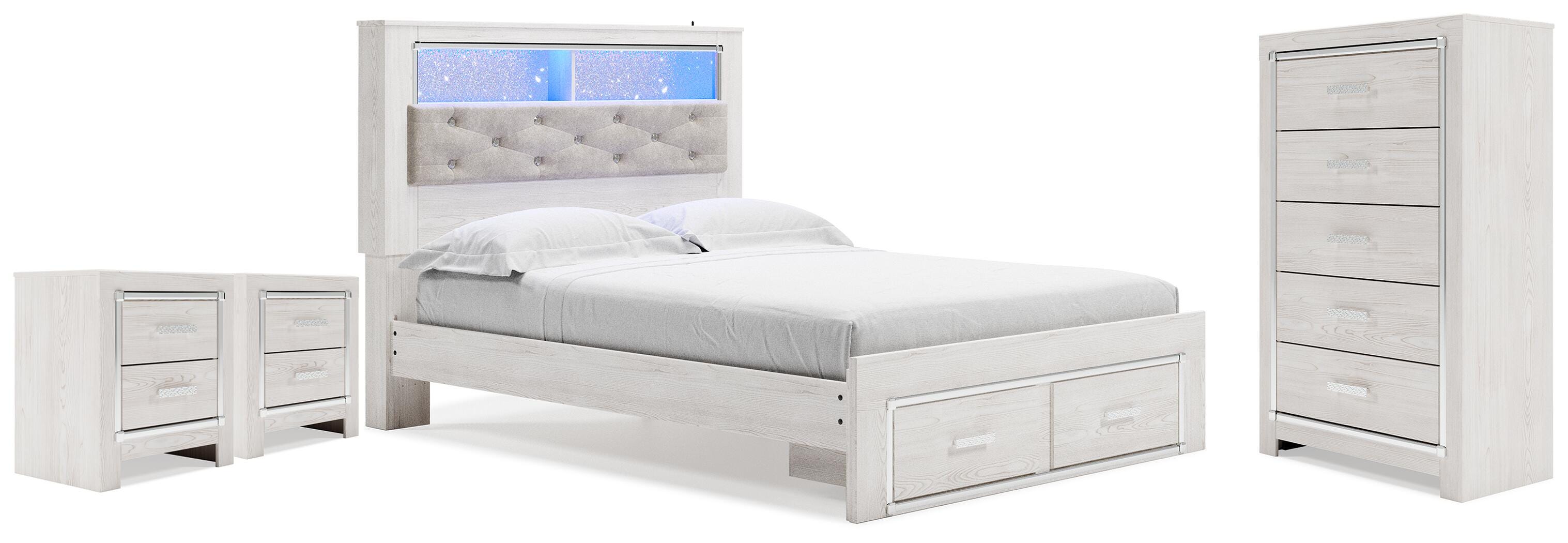 Hoover Furniture Outlet - Ashley Furniture - Altyra Queen Bookcase Storage Bed, Chest and 2 Nightstands - Queen Bookcase Storage Bed, Chest and 2 Nightstands - B2640B82
