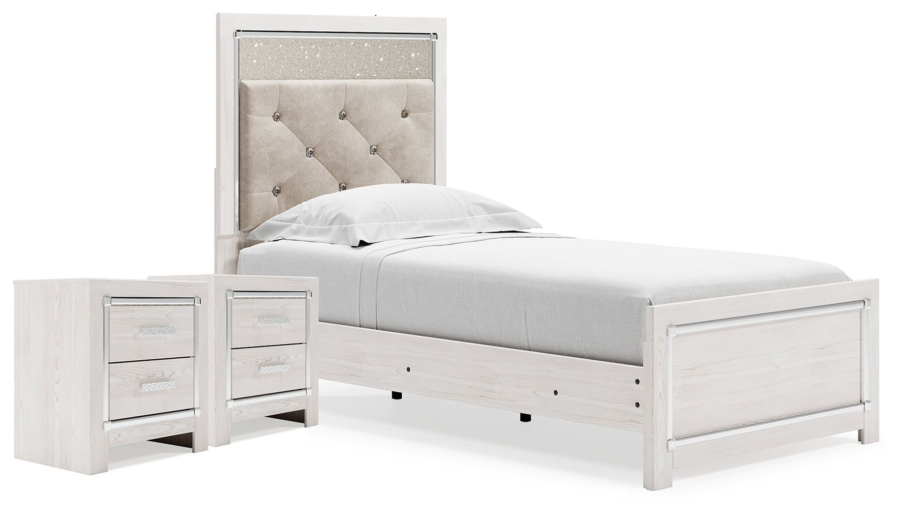 Hoover Furniture Outlet - Ashley Furniture - Altyra Twin Upholstered Panel Bed and 2 Nightstands - Twin Upholstered Panel Bed and 2 Nightstands - B2640B74