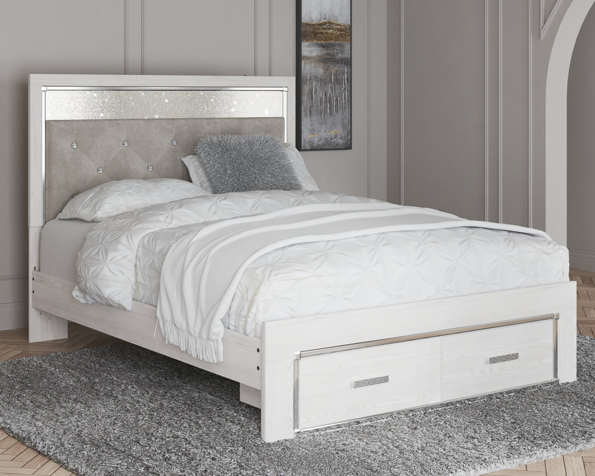 Hoover Furniture Outlet - Ashley Furniture - Altyra Queen Upholstered Storage Bed - Queen Upholstered Storage Bed / White - B2640B17