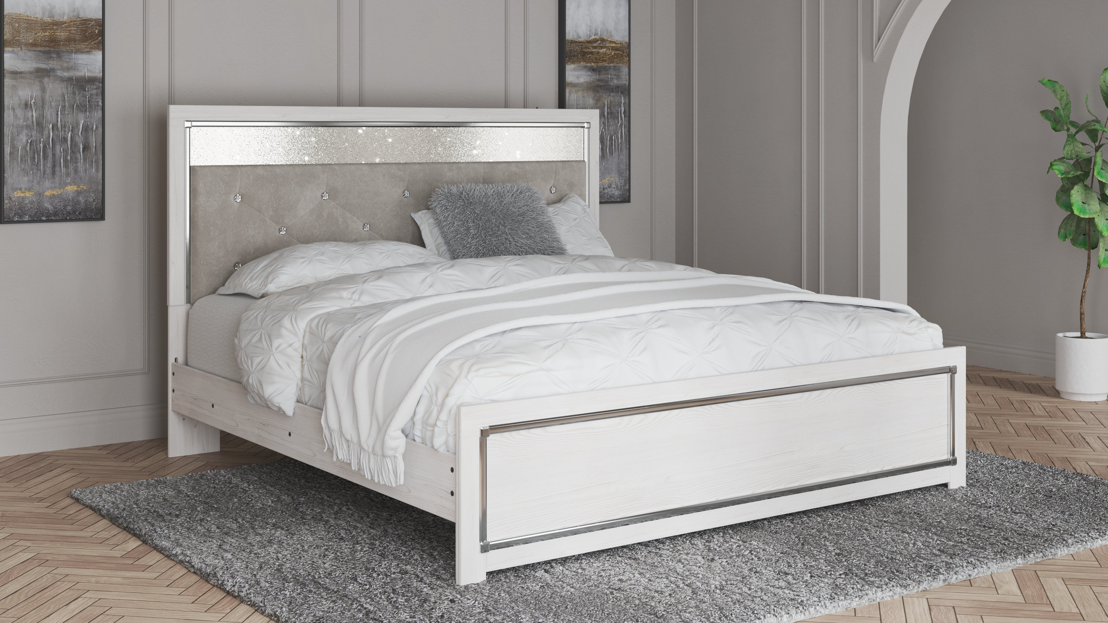 Hoover Furniture Outlet - Ashley Furniture - Altyra King Panel Bed - King Panel Bed / White - B2640B3