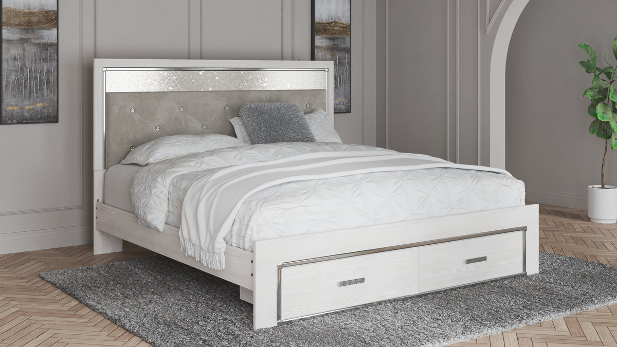 Hoover Furniture Outlet - Ashley Furniture - Altyra King Upholstered Storage Bed - King Upholstered Storage Bed / White - B2640B29