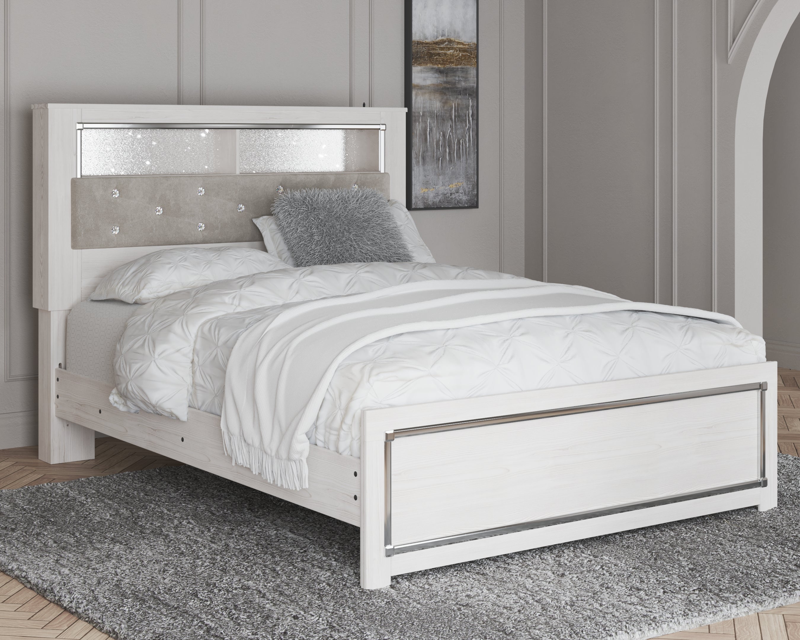 Hoover Furniture Outlet - Ashley Furniture - Altyra Queen Panel Bookcase Bed - Queen Panel Bookcase Bed / White - B2640B4