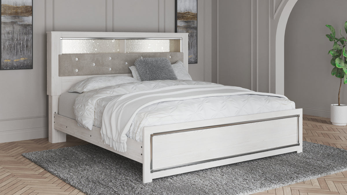 Hoover Furniture Outlet - Ashley Furniture - Altyra King Panel Bookcase Bed - King Panel Bookcase Bed / White - B2640B5