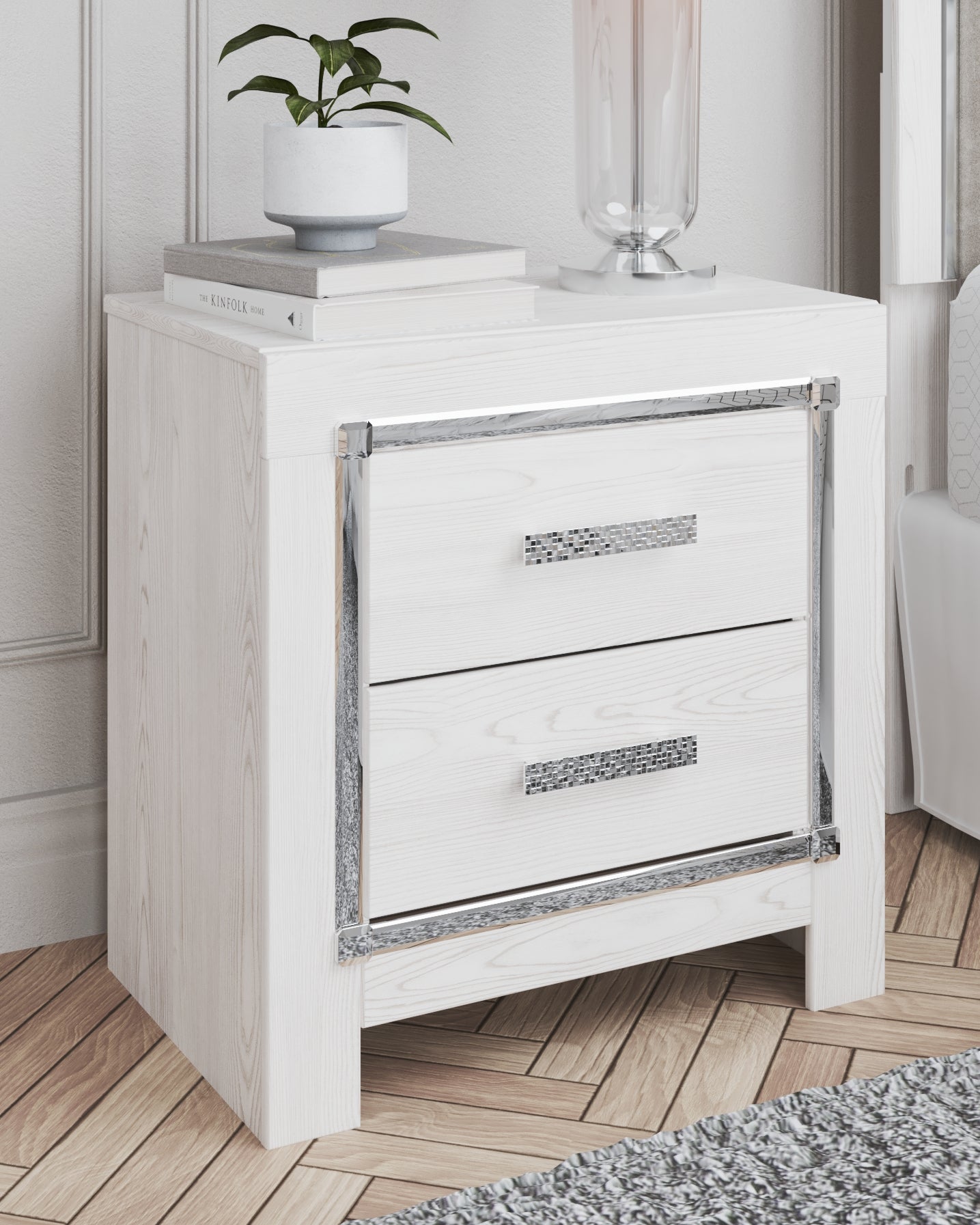 Hoover Furniture Outlet - Ashley Furniture - Altyra Nightstand - Two Drawer Night Stand / White - B2640-92