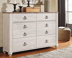 Hoover Furniture Outlet - Ashley Furniture - Willowton Dresser - Six Drawer Dresser / Whitewash - B267-31