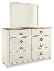 Willowton King Panel Bed, Dresser, Mirror and 2 Nightstands