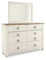 Willowton Twin Bed with Storage, Dresser, Mirror, Chest and Nightstand