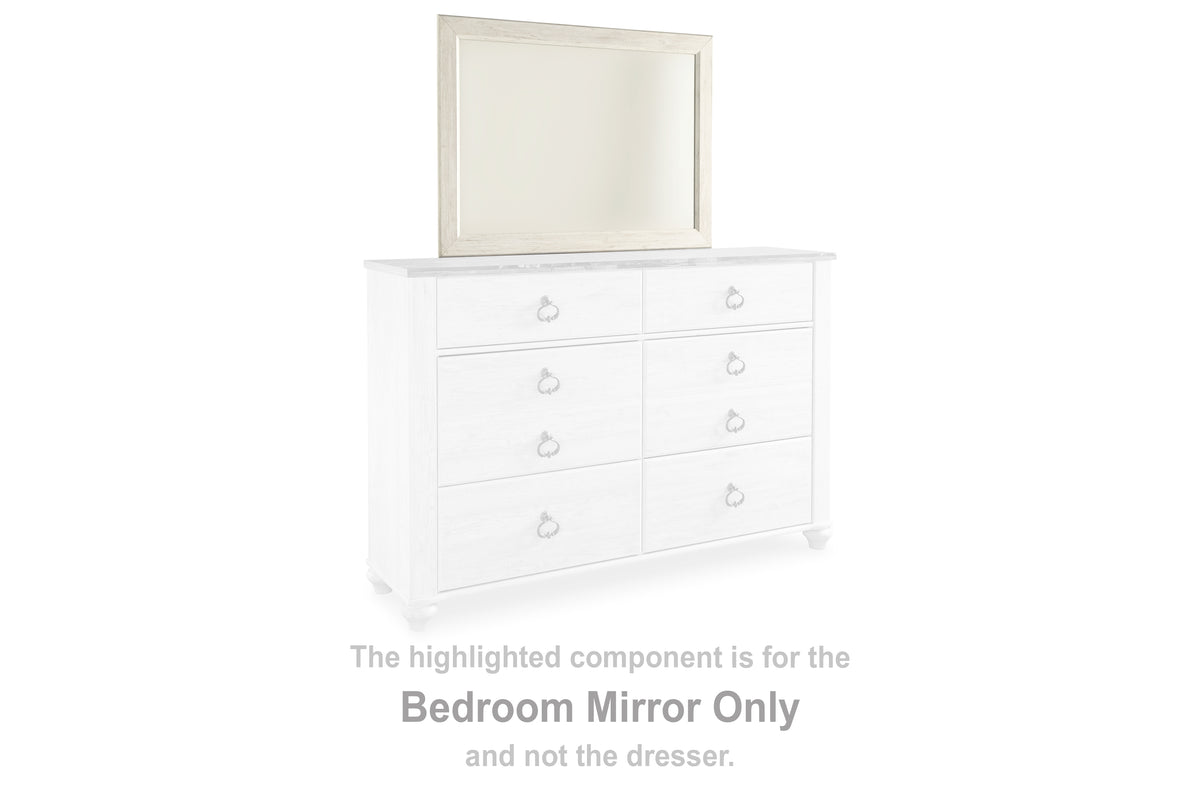 Hoover Furniture Outlet - Ashley Furniture - Willowton Bedroom Mirror - Bedroom Mirror / Whitewash - B267-36