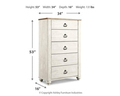 Willowton Queen Sleigh Bed, Chest and Nightstand