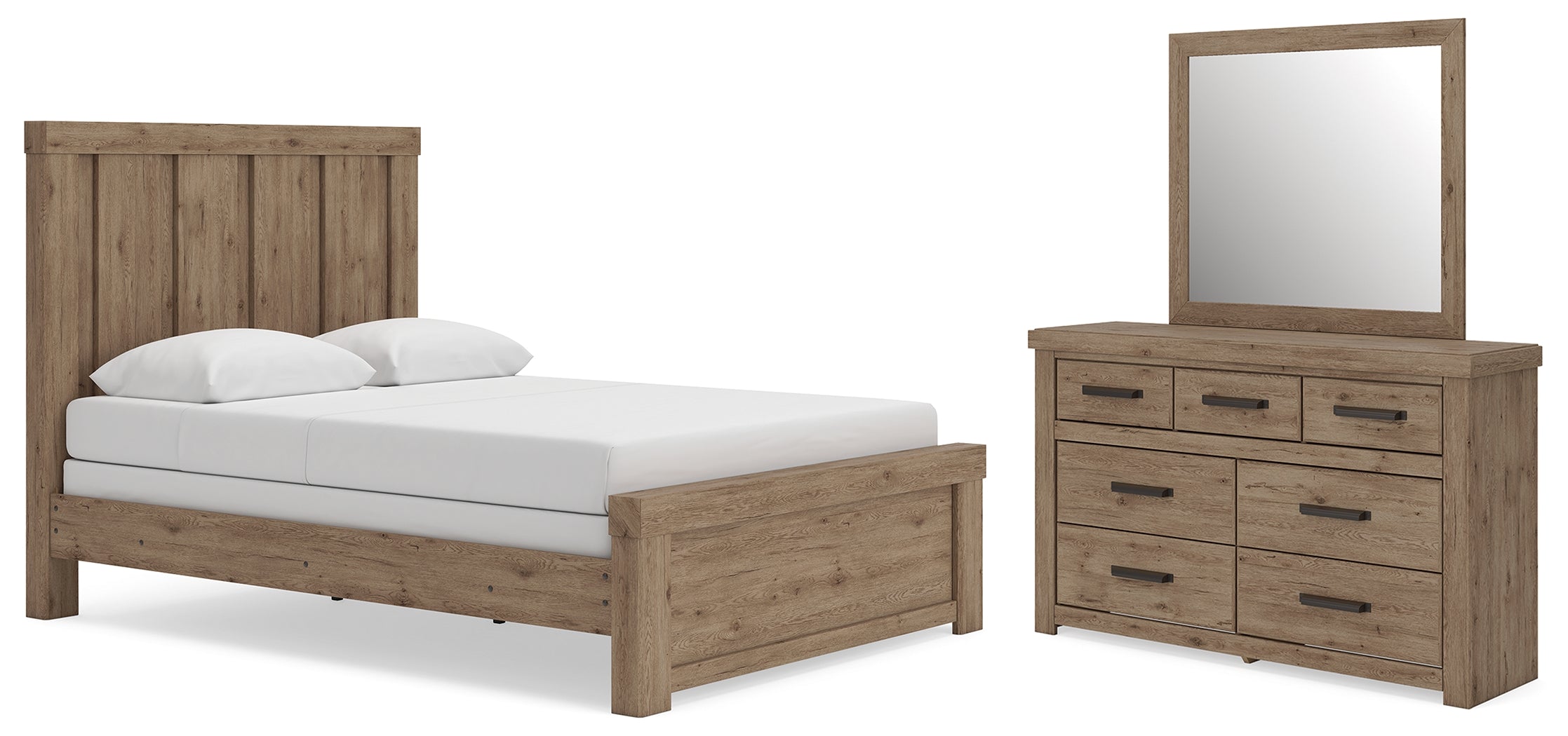 Hoover Furniture Outlet - Ashley Furniture - Oliandon Queen Panel Bed, Dresser and Mirror - Queen Panel Bed, Dresser and Mirror - PCB2844B3