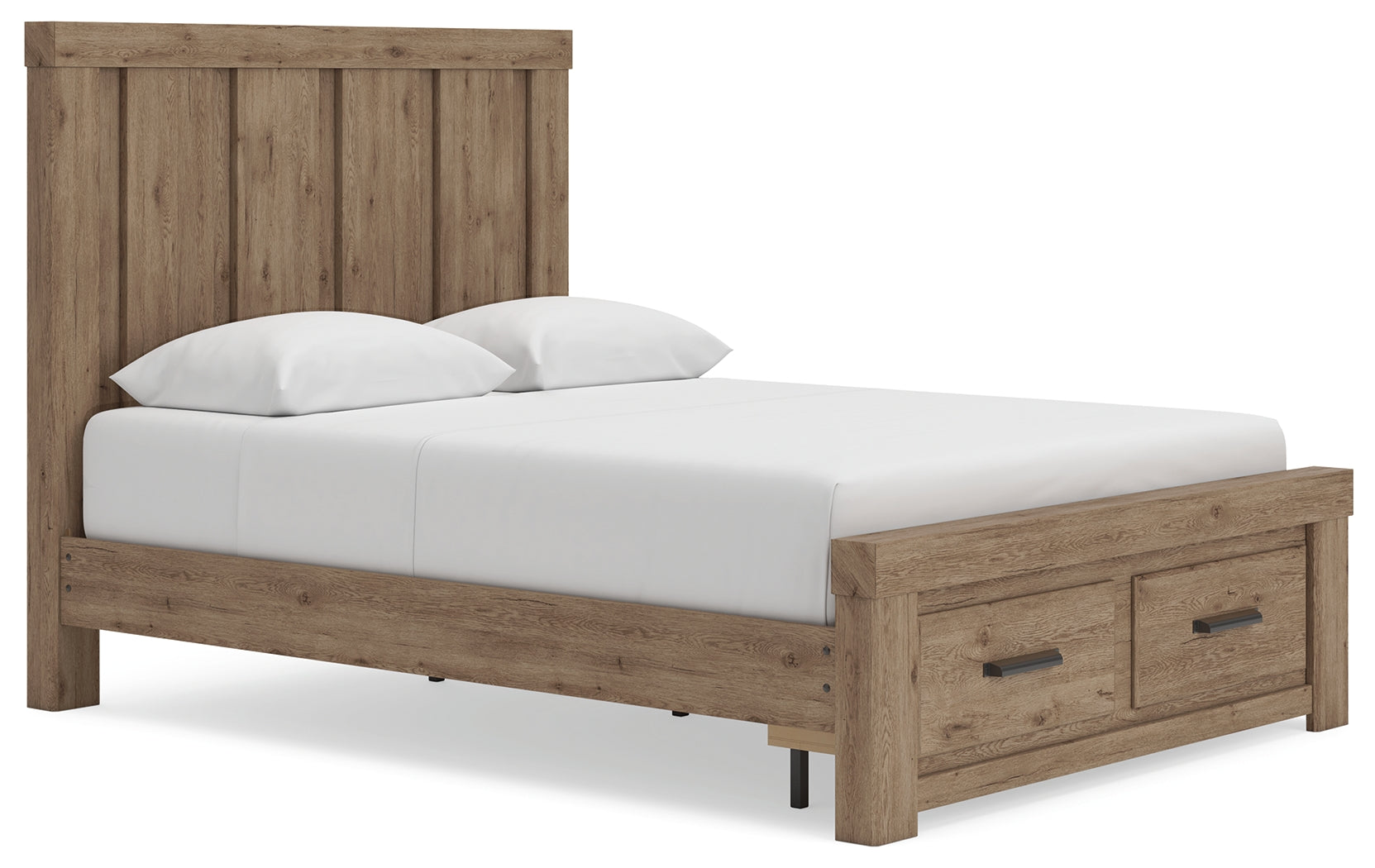 Hoover Furniture Outlet - Ashley Furniture - Oliandon Queen Panel Storage Bed - Queen Panel Storage Bed / Light Brown - PCB2844B4