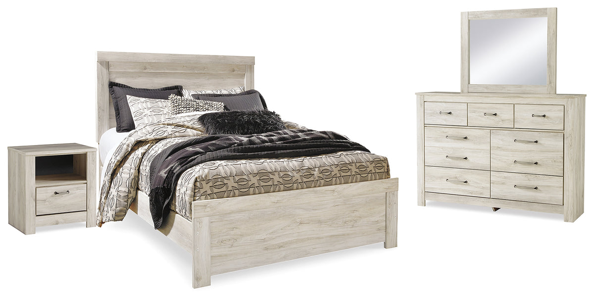 Hoover Furniture Outlet - Ashley Furniture - Bellaby Queen Panel Bed, Dresser, Mirror, and Nightstand - Queen Panel Bed, Dresser, Mirror, and Nightstand - B331B14