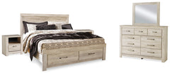 Hoover Furniture Outlet - Ashley Furniture - Bellaby King Panel Storage Bed, Dresser, Mirror and 2 Nightstands - King Panel Storage Bed, Dresser, Mirror and 2 Nightstands - B331B19