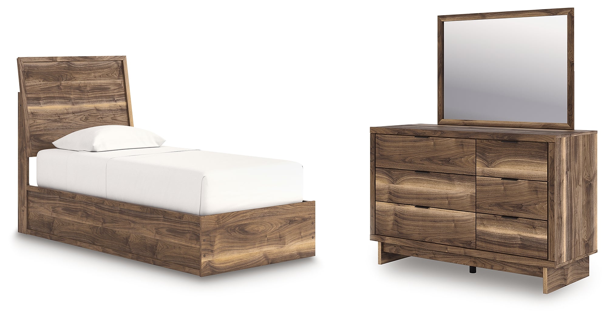 Hoover Furniture Outlet - Ashley Furniture - Chirason Twin Panel Platform Bed, Dresser and Mirror - Twin Panel Platform Bed, Dresser and Mirror - PCB3367B24