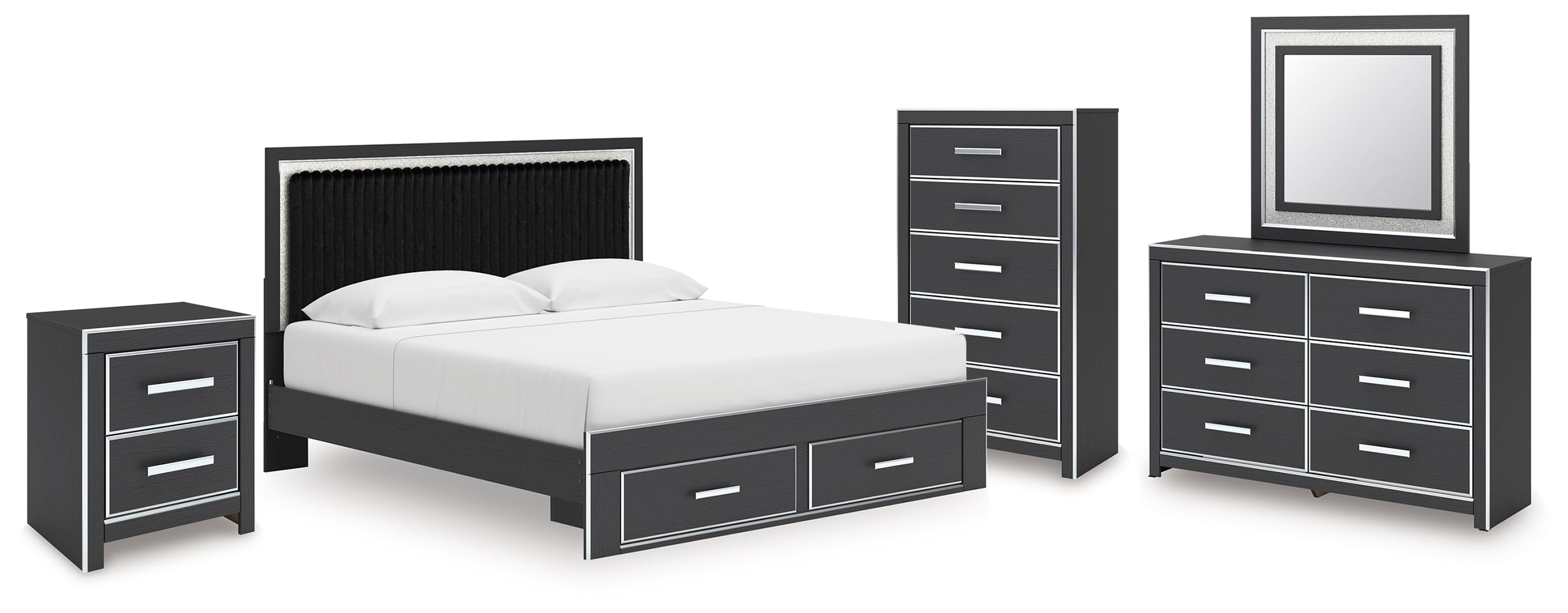 Hoover Furniture Outlet - Ashley Furniture - Zuraleus King Storage Bed, Dresser, Mirror, Chest and Nightstand - King Storage Bed, Dresser, Mirror, Chest and Nightstand - PCB3380B20