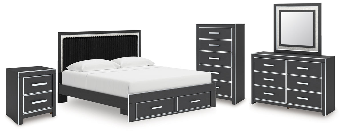 Hoover Furniture Outlet - Ashley Furniture - Zuraleus King Storage Bed, Dresser, Mirror, Chest and Nightstand - King Storage Bed, Dresser, Mirror, Chest and Nightstand - PCB3380B20
