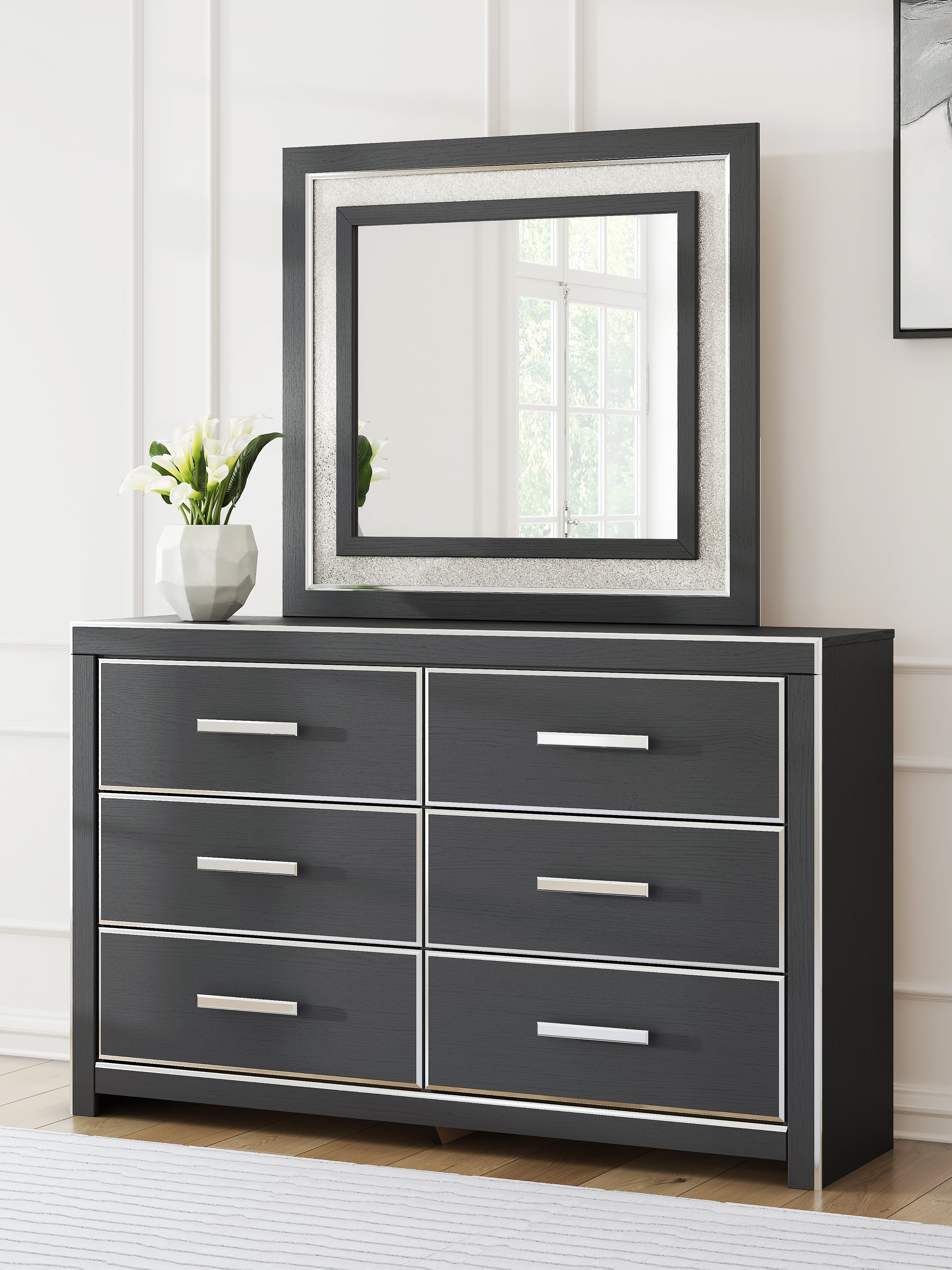 Hoover Furniture Outlet - Ashley Furniture - Zuraleus Dresser and Mirror - Dresser and Mirror / Black - PCB3380B1