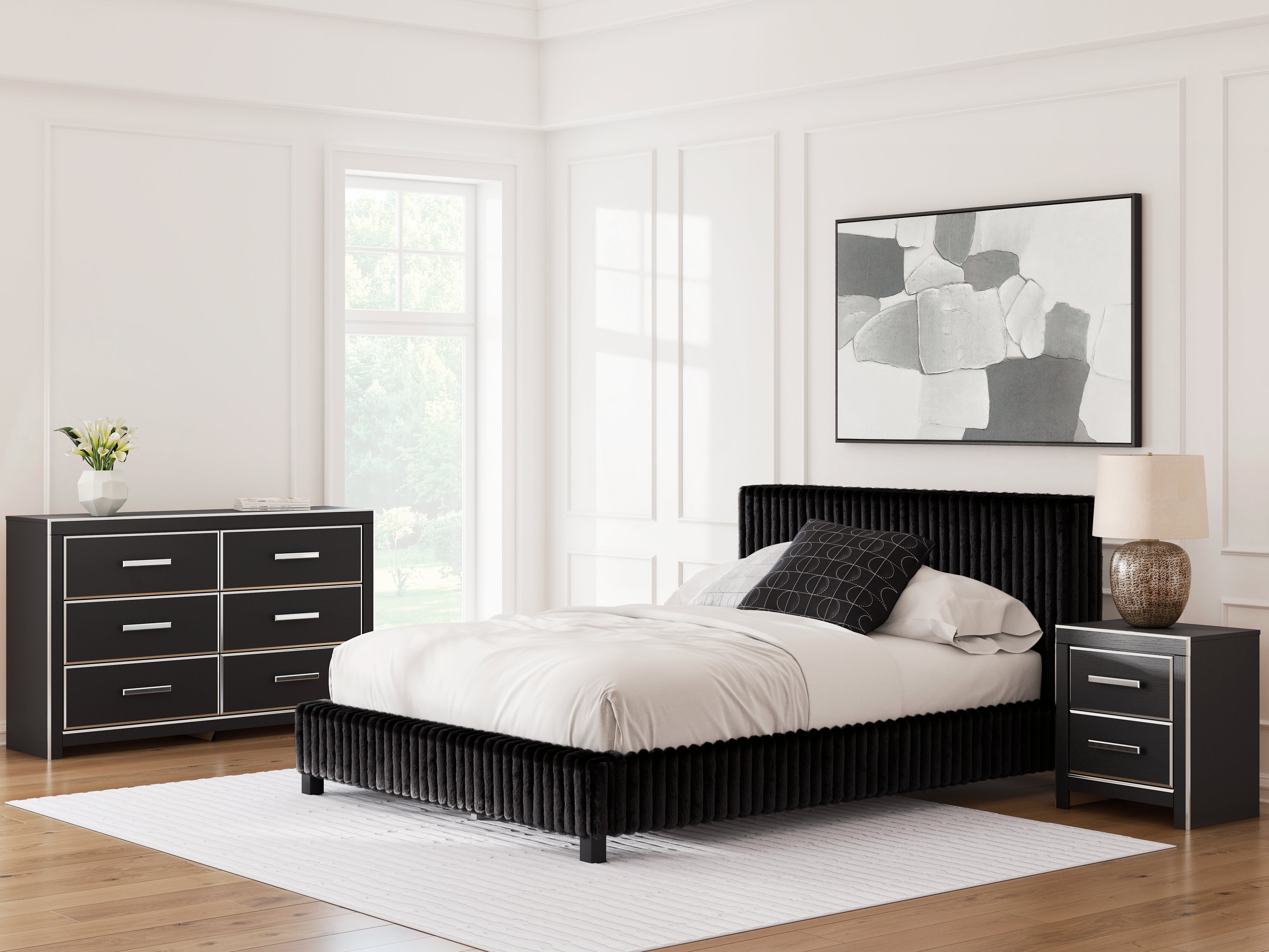 Hoover Furniture Outlet - Ashley Furniture - Zuraleus Queen Upholstered Bed, Dresser and Nightstand - Queen Upholstered Bed, Dresser and Nightstand - PCB3380B15