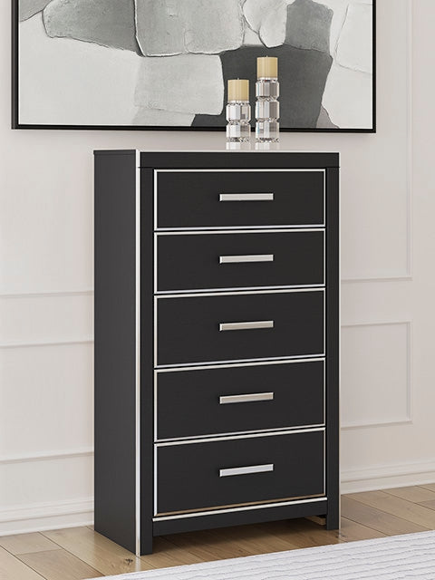 Hoover Furniture Outlet - Ashley Furniture - Zuraleus Chest of Drawers - Five Drawer Chest / Black - PCB3380-46