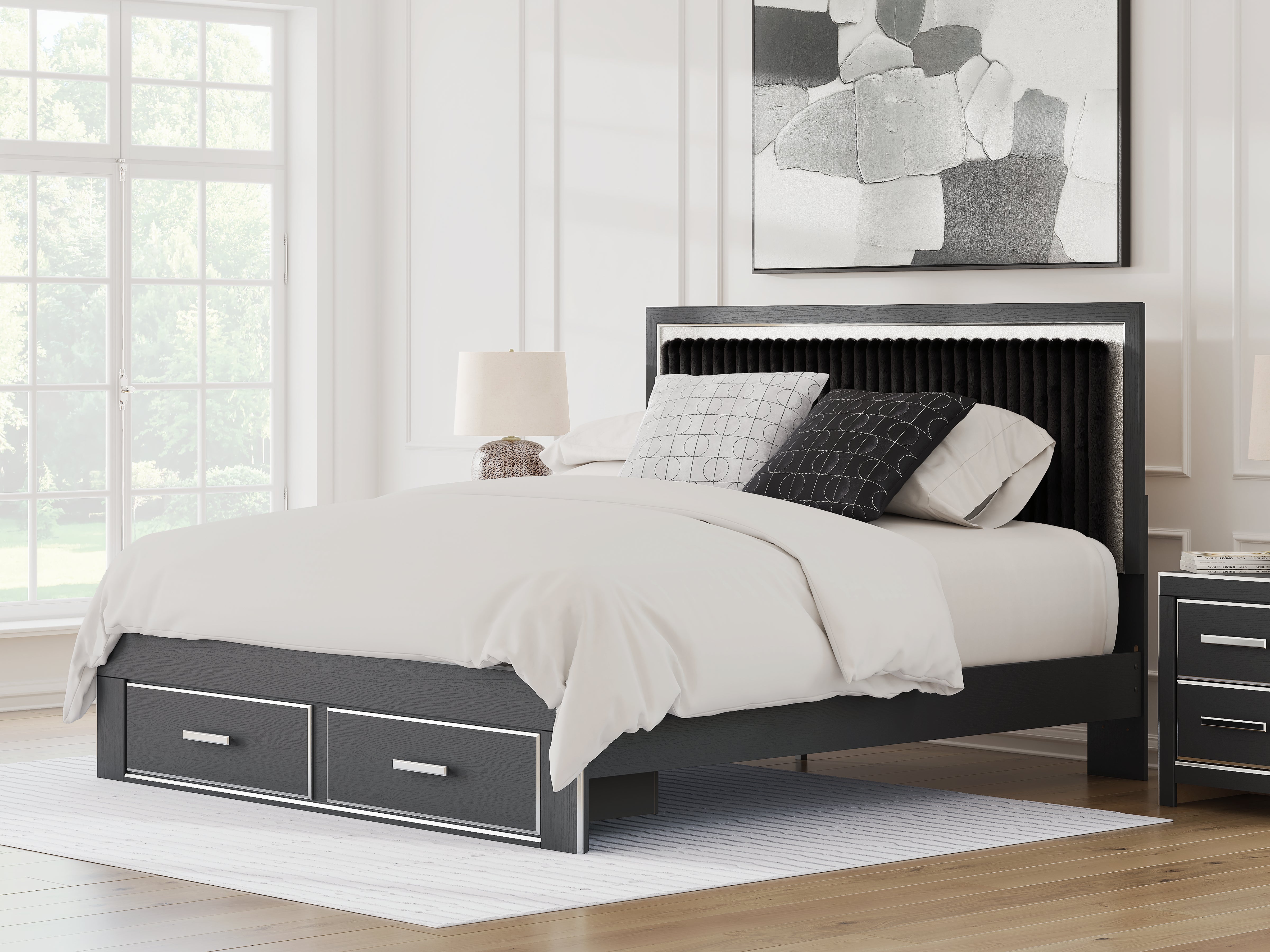 Zuraleus King Upholstered Panel Storage Bed