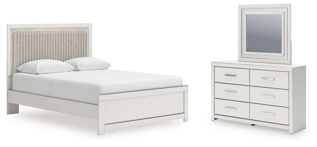 Hoover Furniture Outlet - Ashley Furniture - Zuraleus Queen Upholstered Panel Platform Bed, Dresser and Mirror - Queen Upholstered Panel Platform Bed, Dresser and Mirror - PCB3381B3