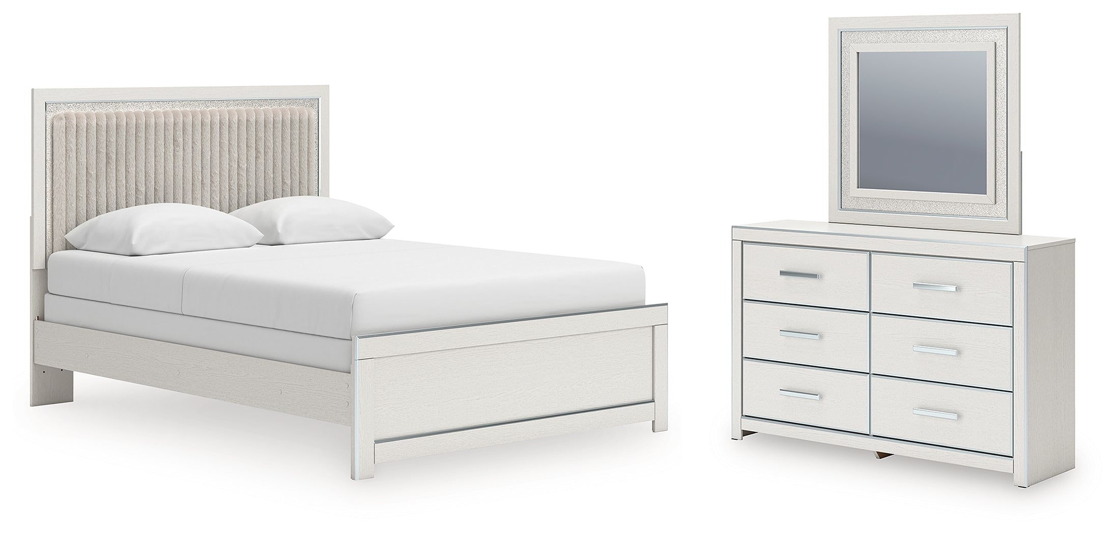 Hoover Furniture Outlet - Ashley Furniture - Zuraleus Queen Upholstered Panel Bed, Dresser and Mirror - Queen Upholstered Panel Bed, Dresser and Mirror - PCB3381B7