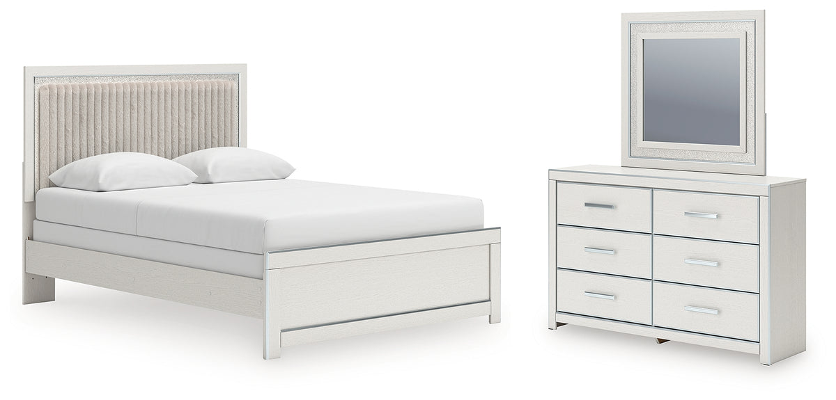 Hoover Furniture Outlet - Ashley Furniture - Zuraleus Queen Upholstered Panel Bed, Dresser and Mirror - Queen Upholstered Panel Bed, Dresser and Mirror - PCB3381B7