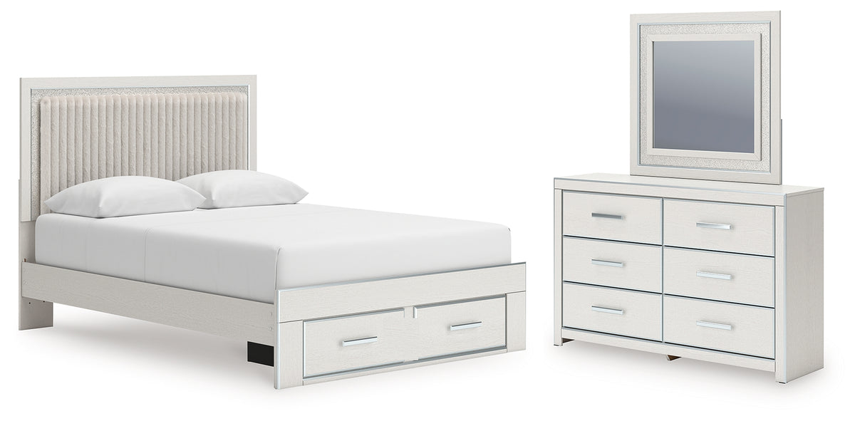 Hoover Furniture Outlet - Ashley Furniture - Zuraleus Queen Upholstered Panel Platform Storage Bed, Dresser and Mirror - Queen Upholstered Panel Platform Storage Bed, Dresser and Mirror - PCB3381B5