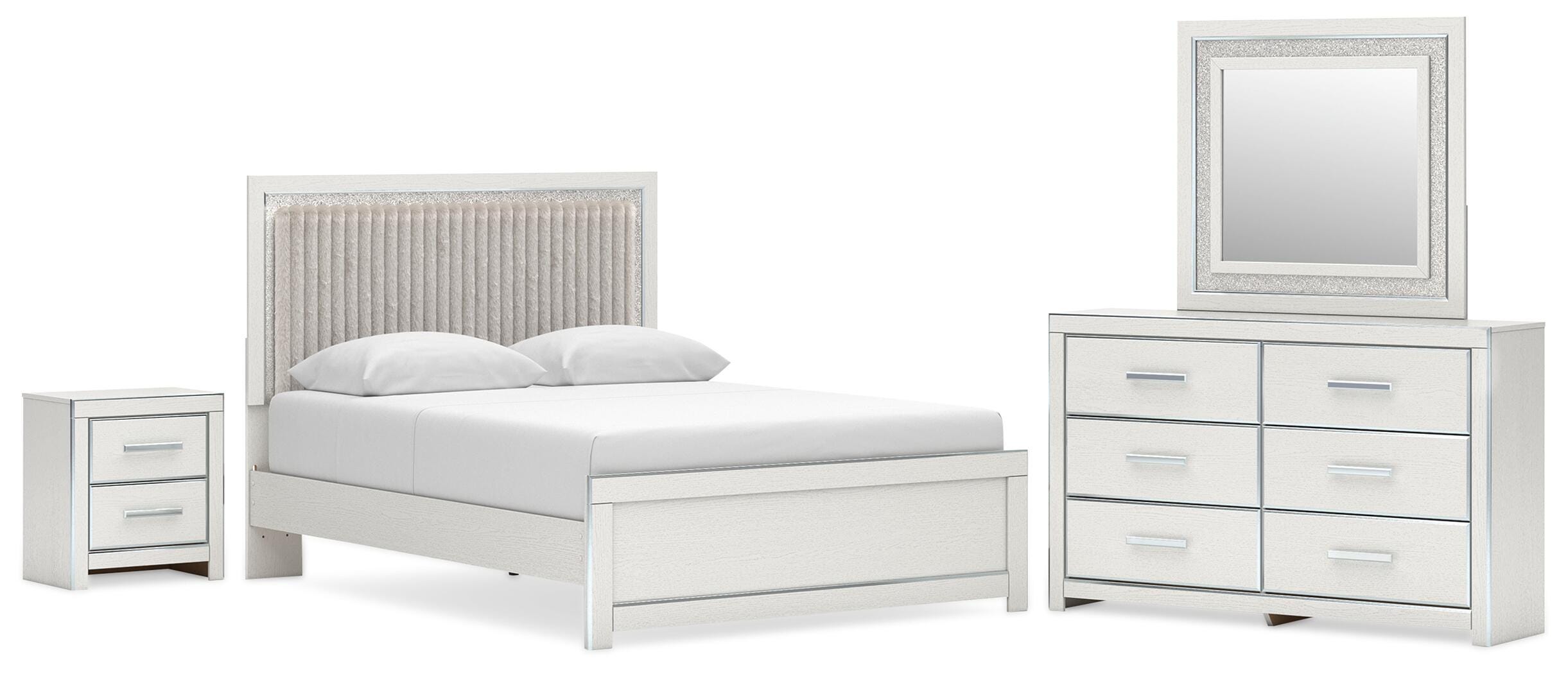 Hoover Furniture Outlet - Ashley Furniture - Zuraleus Queen Upholstered Platform Bed, Dresser, Mirror and Nightstand - Queen Upholstered Platform Bed, Dresser, Mirror and Nightstand - B3381B18