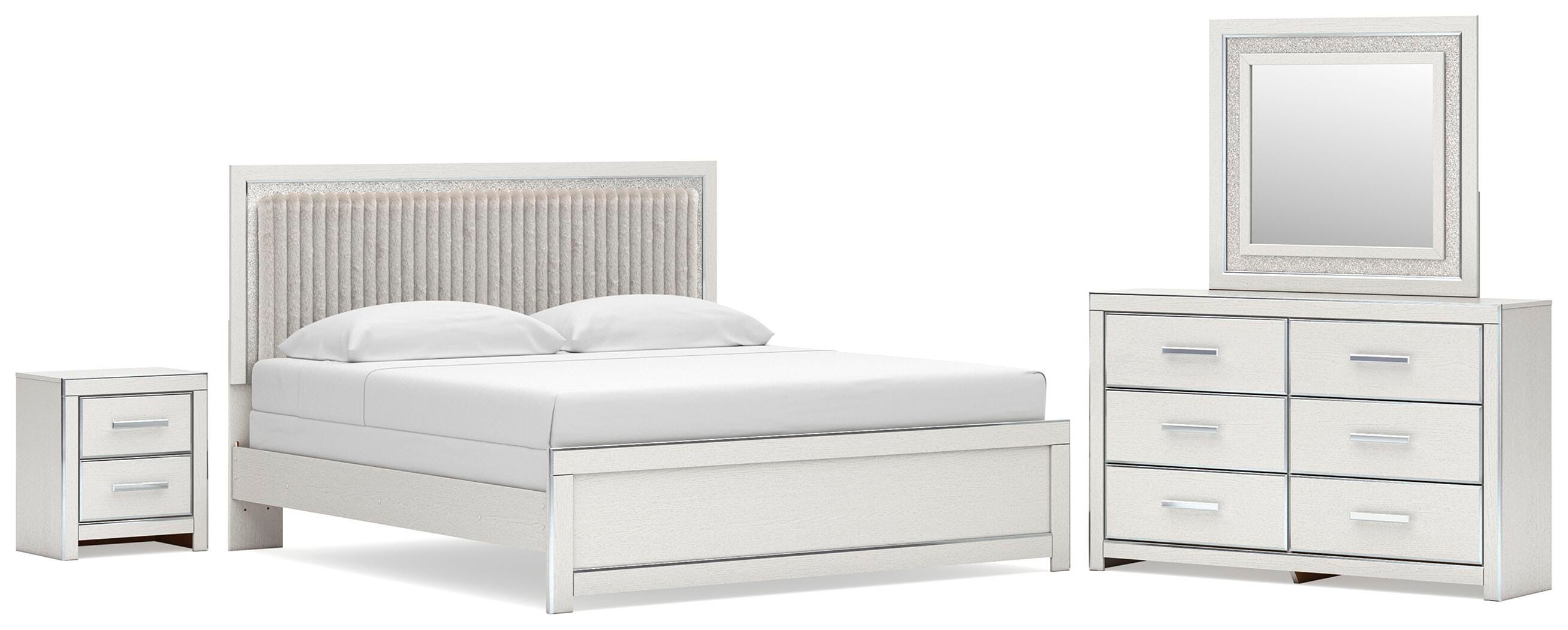 Hoover Furniture Outlet - Ashley Furniture - Zuraleus King Upholstered Panel Bed, Dresser, Mirror and Nightstand - King Upholstered Panel Bed, Dresser, Mirror and Nightstand - PCB3381B17