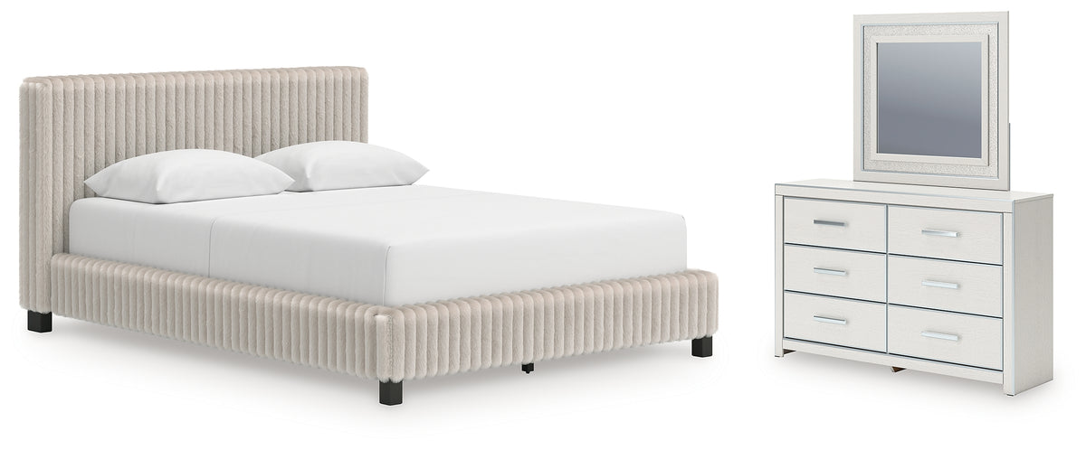 Hoover Furniture Outlet - Ashley Furniture - Zuraleus Queen Upholstered Bed, Dresser and Mirror - Queen Upholstered Bed, Dresser and Mirror - PCB3381B12