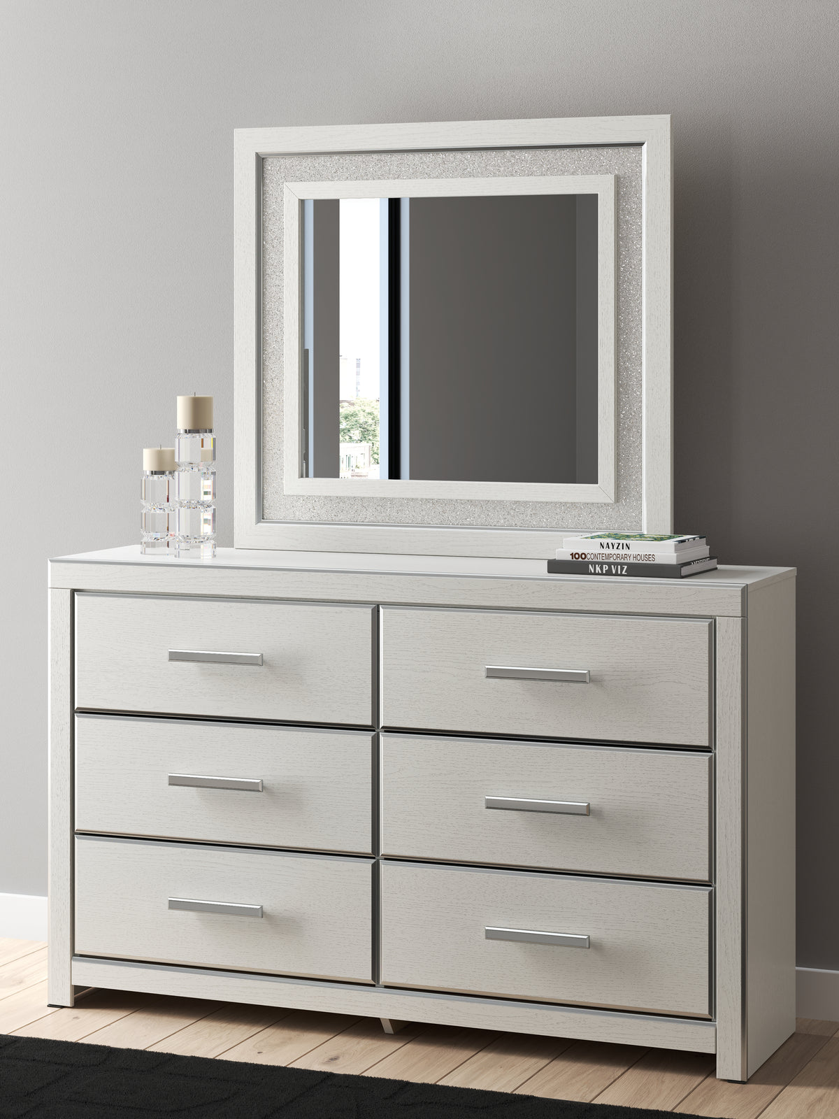 Hoover Furniture Outlet - Ashley Furniture - Zuraleus Dresser and Mirror - Dresser and Mirror / White - PCB3381B1