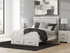 Hoover Furniture Outlet - Ashley Furniture - Zuraleus Queen Upholstered Panel Storage Bed - Queen Upholstered Panel Storage Bed / White - PCB3381B4