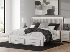 Hoover Furniture Outlet - Ashley Furniture - Zuraleus King Upholstered Panel Storage Bed - King Upholstered Panel Storage Bed / White - PCB3381B9