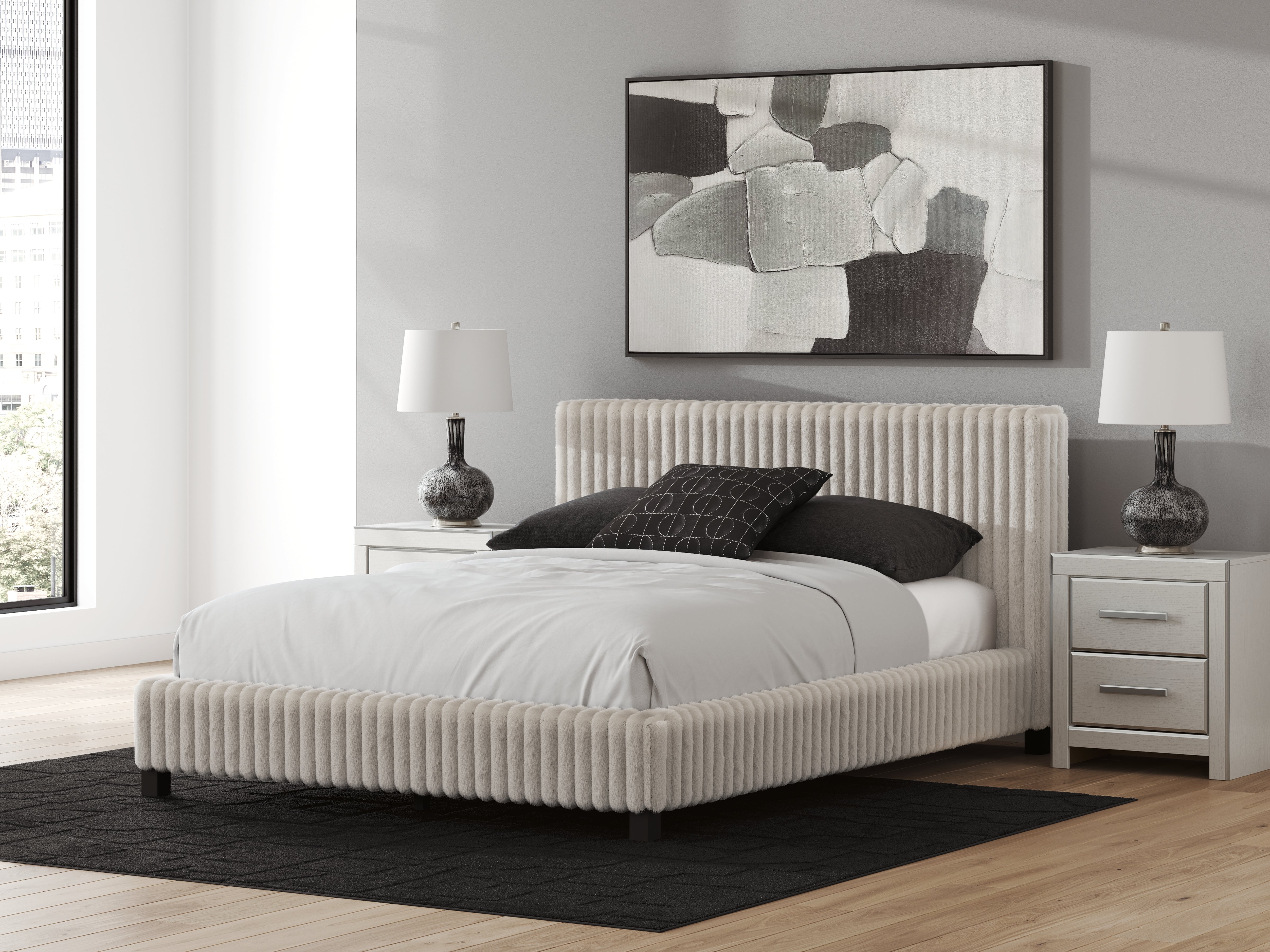 Hoover Furniture Outlet - Ashley Furniture - Zuraleus Queen Upholstered Bed - Queen Upholstered Bed / White - PCB3381B11