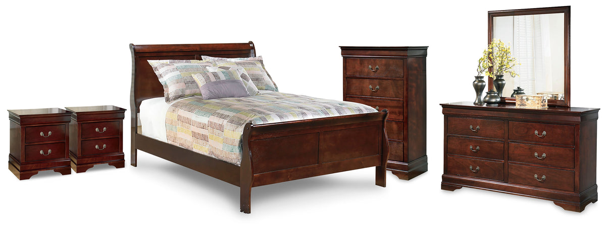 Hoover Furniture Outlet - Ashley Furniture - Alisdair Full Sleigh Bed, Dresser, Mirror, Chest and 2 Nightstands - Full Sleigh Bed, Dresser, Mirror, Chest and 2 Nightstands - B376B37