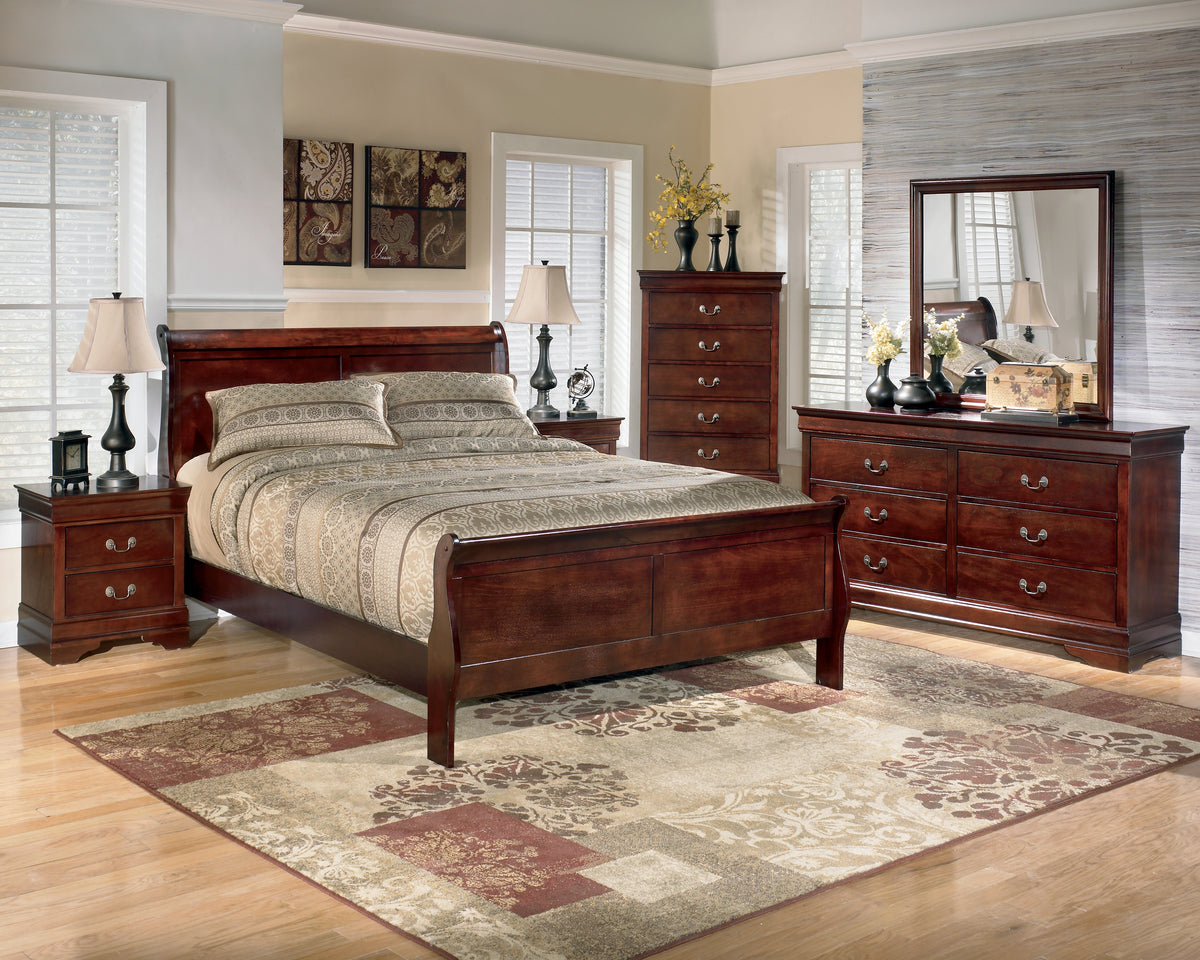 Hoover Furniture Outlet - Ashley Furniture - Alisdair King Sleigh Bed, Dresser, Mirror, Chest and 2 Nightstands - King Sleigh Bed, Dresser, Mirror, Chest and 2 Nightstands - B376B17