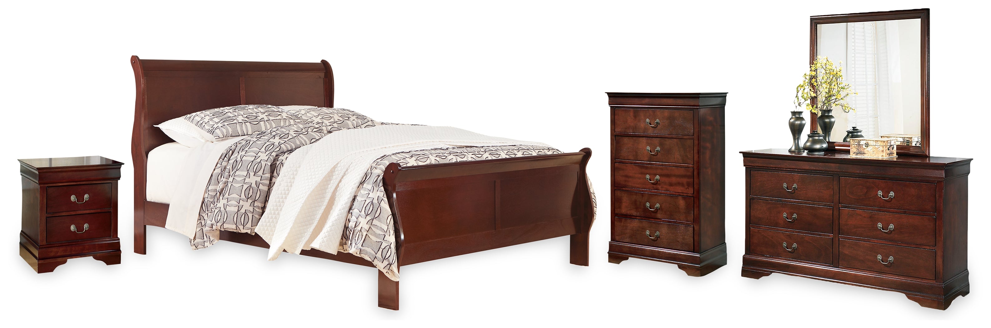 Hoover Furniture Outlet - Ashley Furniture - Alisdair California King Sleigh Bed, Dresser, Mirror, Chest and Nightstand - California King Sleigh Bed, Dresser, Mirror, Chest and Nightstand - B376B36