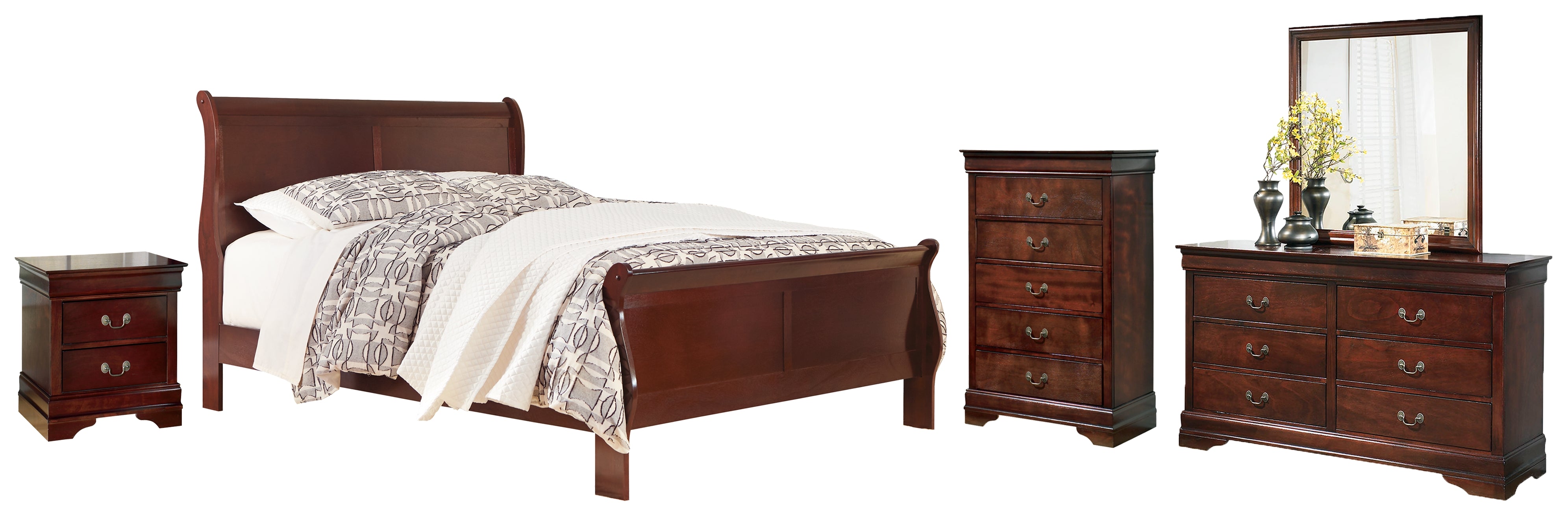 Hoover Furniture Outlet - Ashley Furniture - Alisdair King Sleigh Bed, Dresser, Mirror and Nightstand - King Sleigh Bed, Dresser, Mirror and Nightstand - B376B13