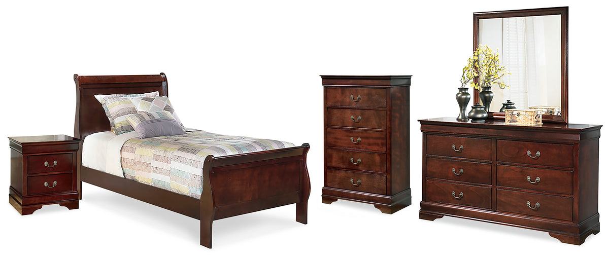 Hoover Furniture Outlet - Ashley Furniture - Alisdair Twin Sleigh Bed, Dresser, Mirror, Chest and Nightstand - Twin Sleigh Bed, Dresser, Mirror, Chest and Nightstand - B376B24