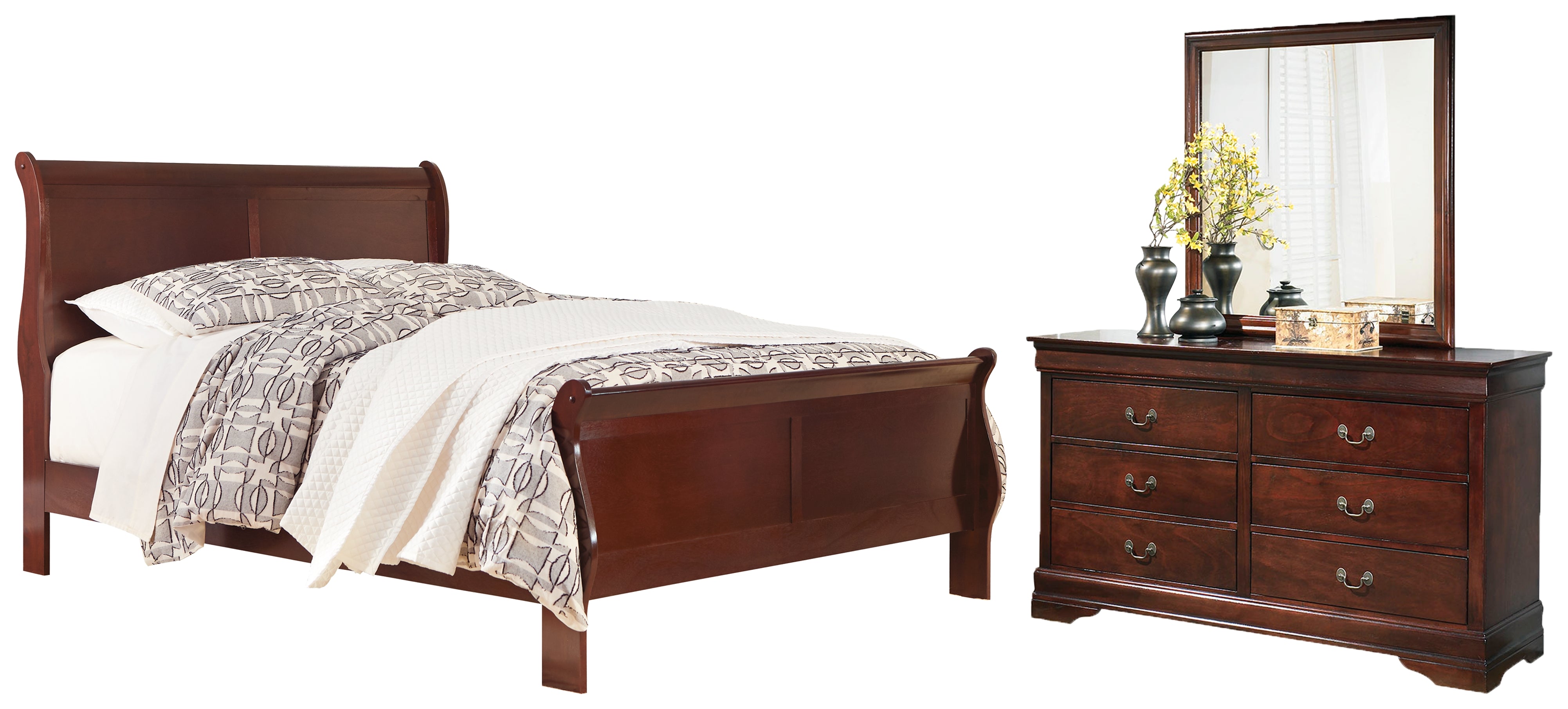 Hoover Furniture Outlet - Ashley Furniture - Alisdair Queen Sleigh Bed, Dresser and Mirror - Queen Sleigh Bed, Dresser and Mirror - B376B3