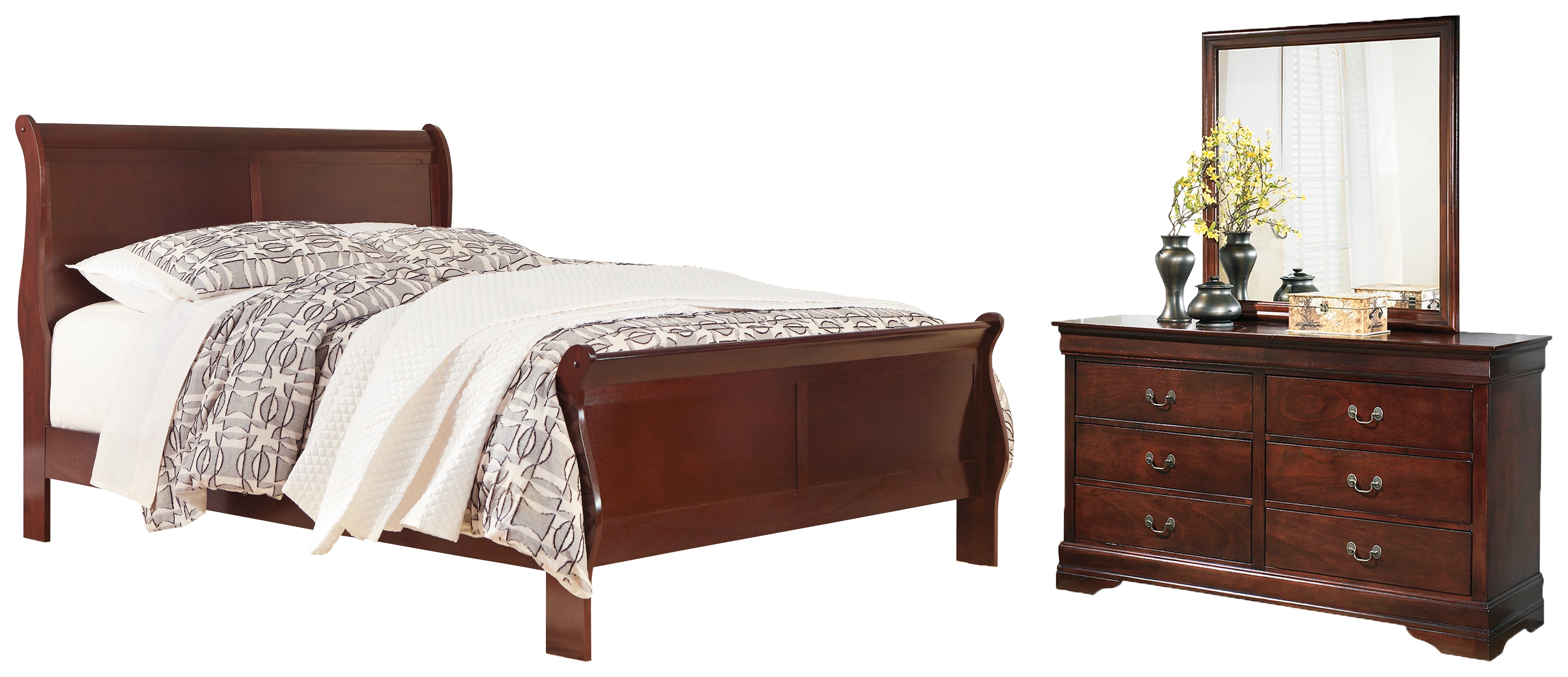 Hoover Furniture Outlet - Ashley Furniture - Alisdair California King Sleigh Bed, Dresser and Mirror - California King Sleigh Bed, Dresser and Mirror - B376B22