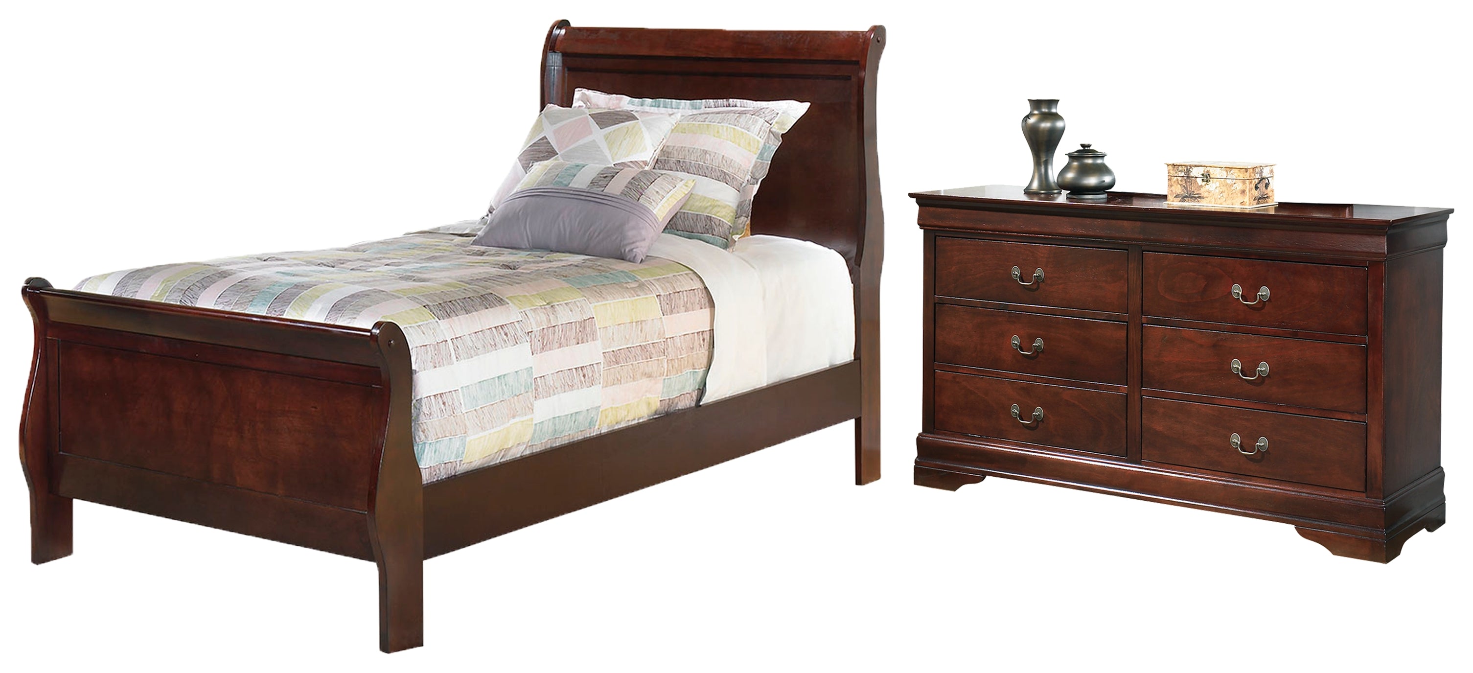 Hoover Furniture Outlet - Ashley Furniture - Alisdair Twin Sleigh Bed and Dresser - Twin Sleigh Bed and Dresser - B376B20